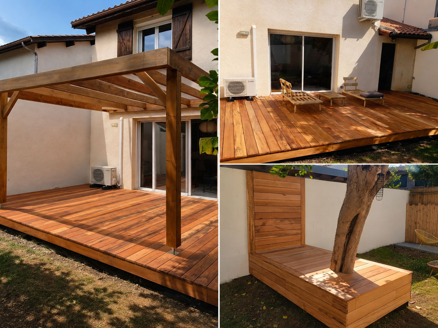 realisation pergola bois, terrasse bois, carport bois